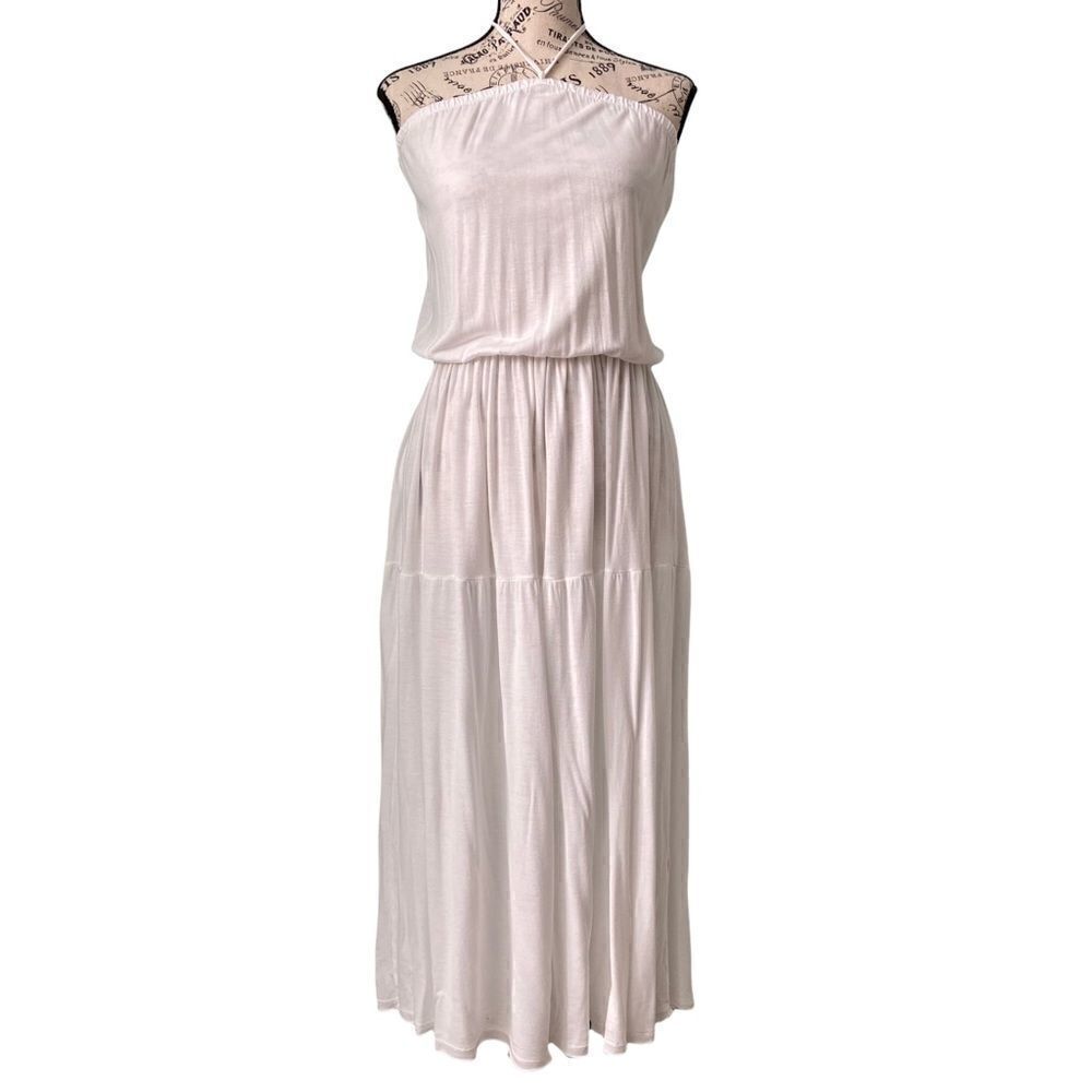 Pink Dice White Midi Sheer Dress/Coverup in Size Small